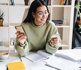 Woman using a credit card
