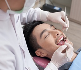 A man receiving a dental checkup