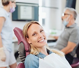 Woman smiling at the dentist